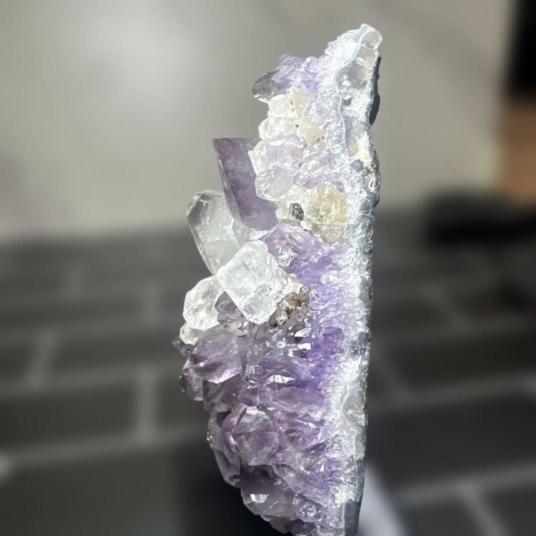 【コレクション】希少 ブラジル産 共生アメジスト 水晶 原石 台座付