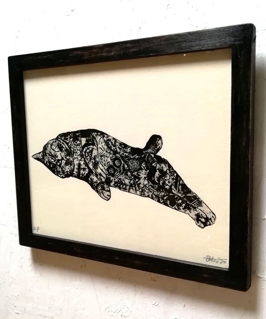 額付き銅版画作品　title「寂しがりやのレノン」