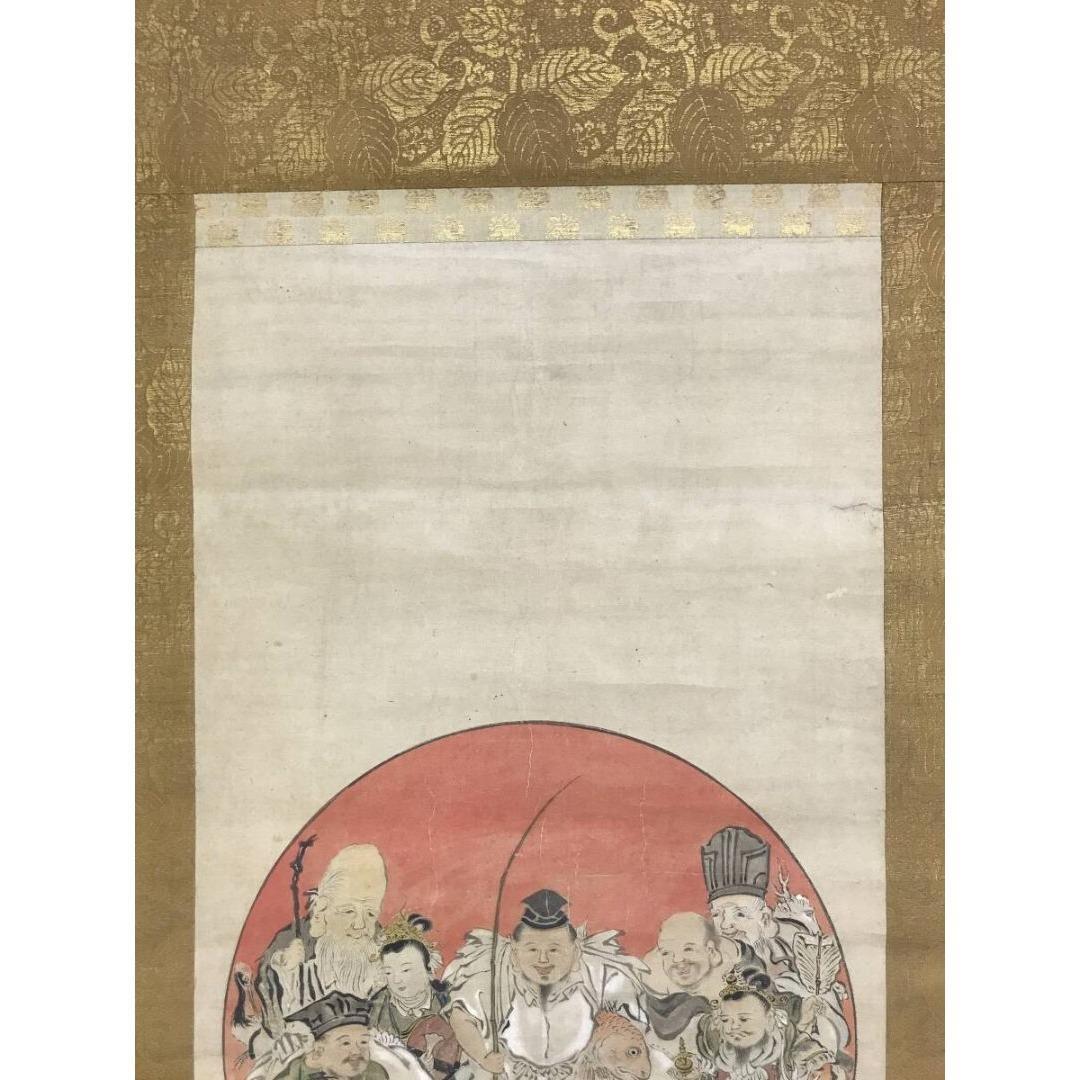 真作/狩野探幽/七福神図/祝掛軸/正月掛軸/人物図/掛軸☆宝船☆AK-614