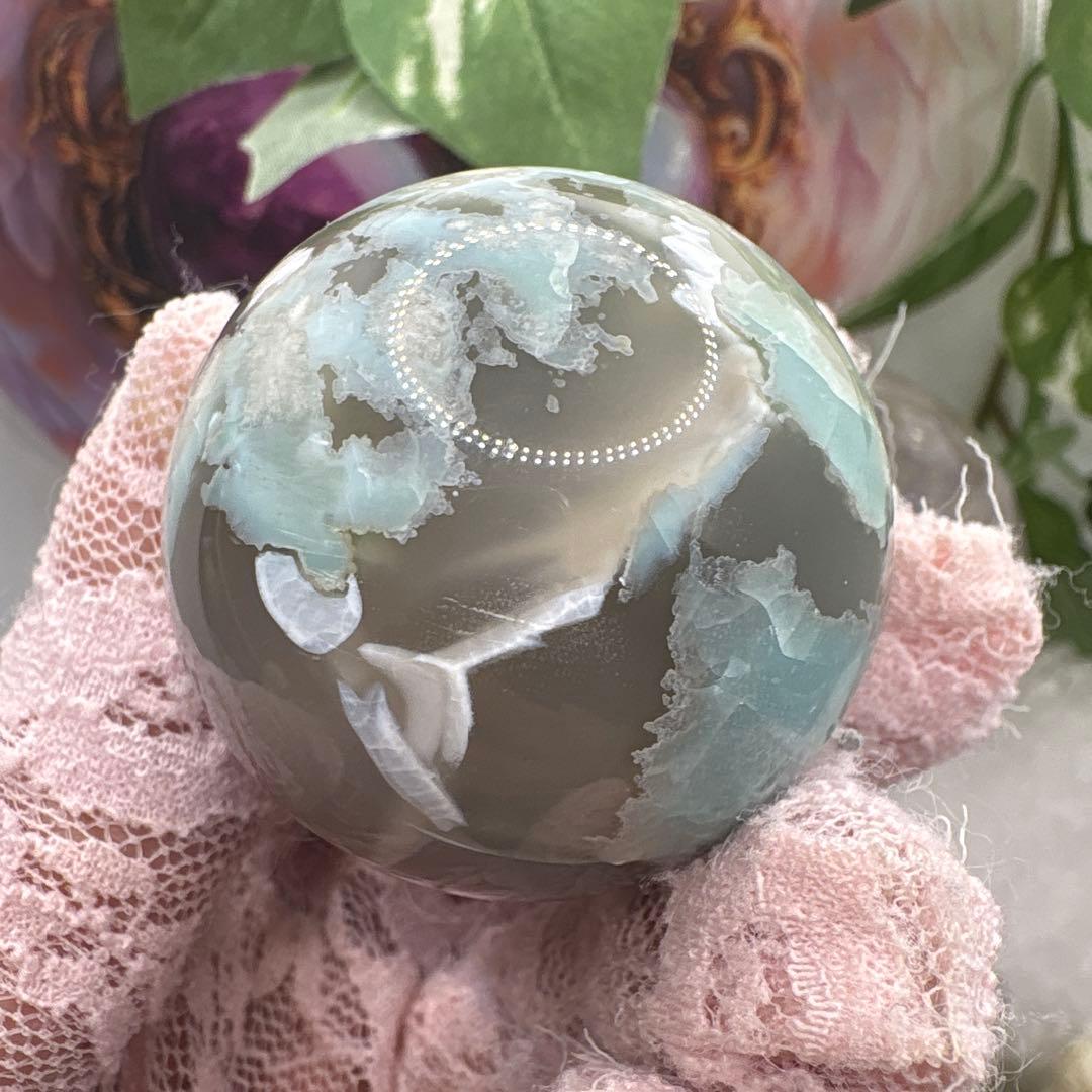 asuka様高品質 グリーン桜瑪瑙パームNo.1883