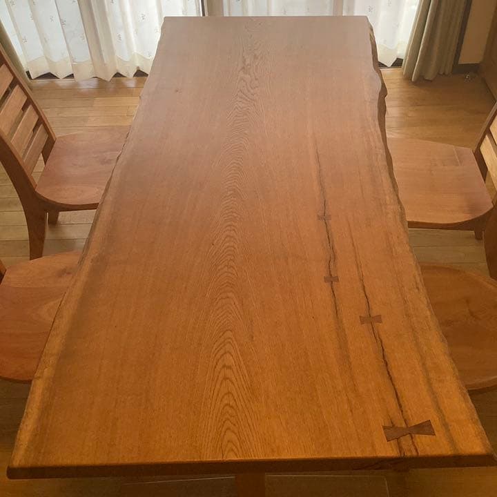 ハンドメイド 天然木 ミズナラ材 ダイニングテーブル