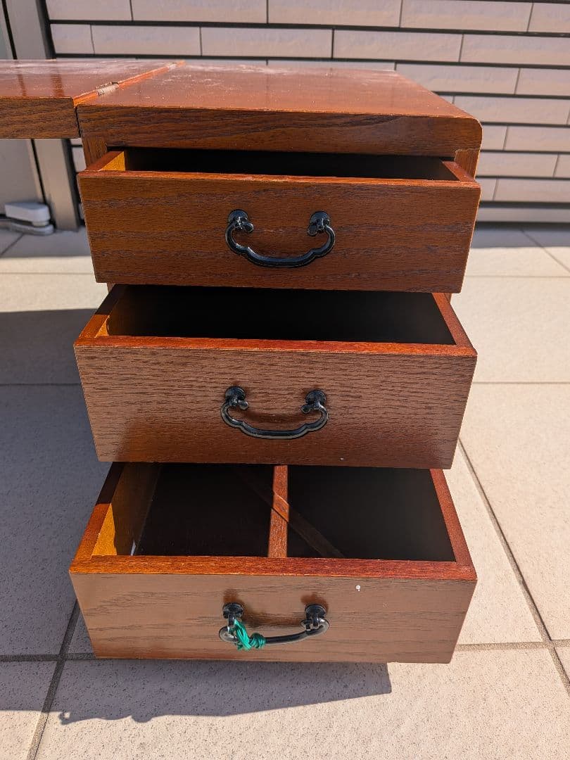 （送料無料）文机　折りたたみ　アンティーク　レトロ　家具　和　3段引き出し