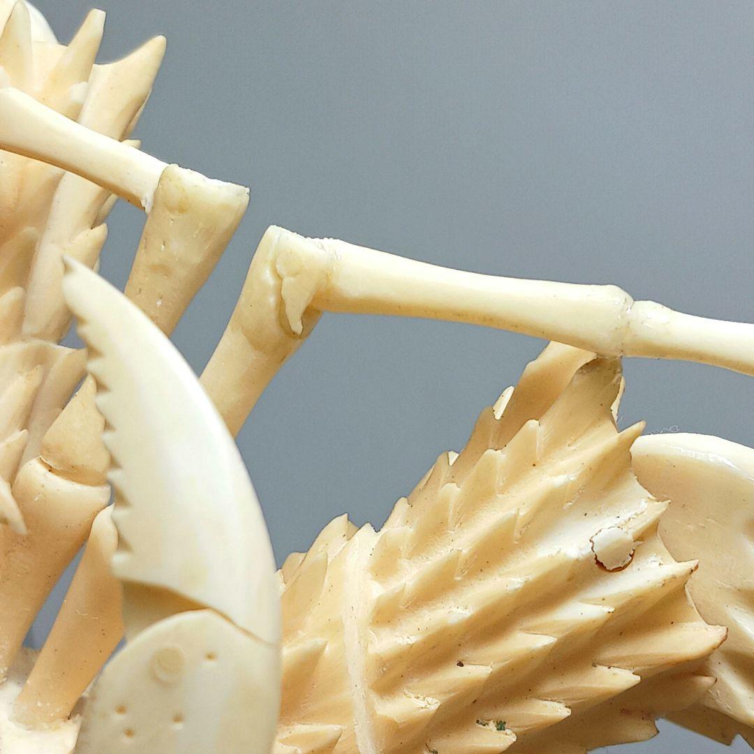 Y1671 細密彫刻 伊勢海老 自在 置物 総重量812.4g