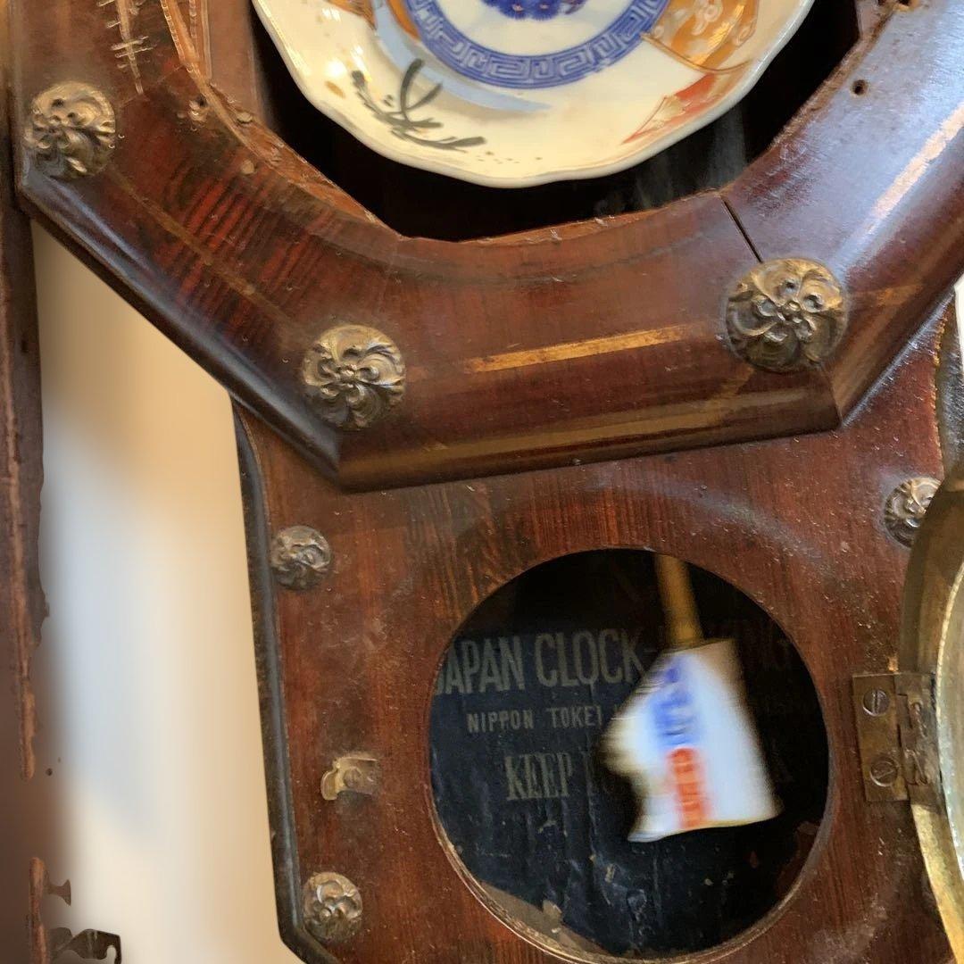 ノブ　そ　様　 専用 日本時計株式会社の柱時計枠　アンティーク赤柄古伊万里