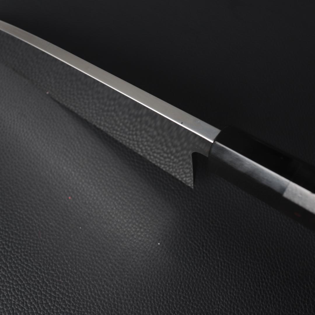 10744鏡面仕上げ 出刃包丁 6寸 刃渡り180 刺身包丁 黒檀黒水牛角八角柄