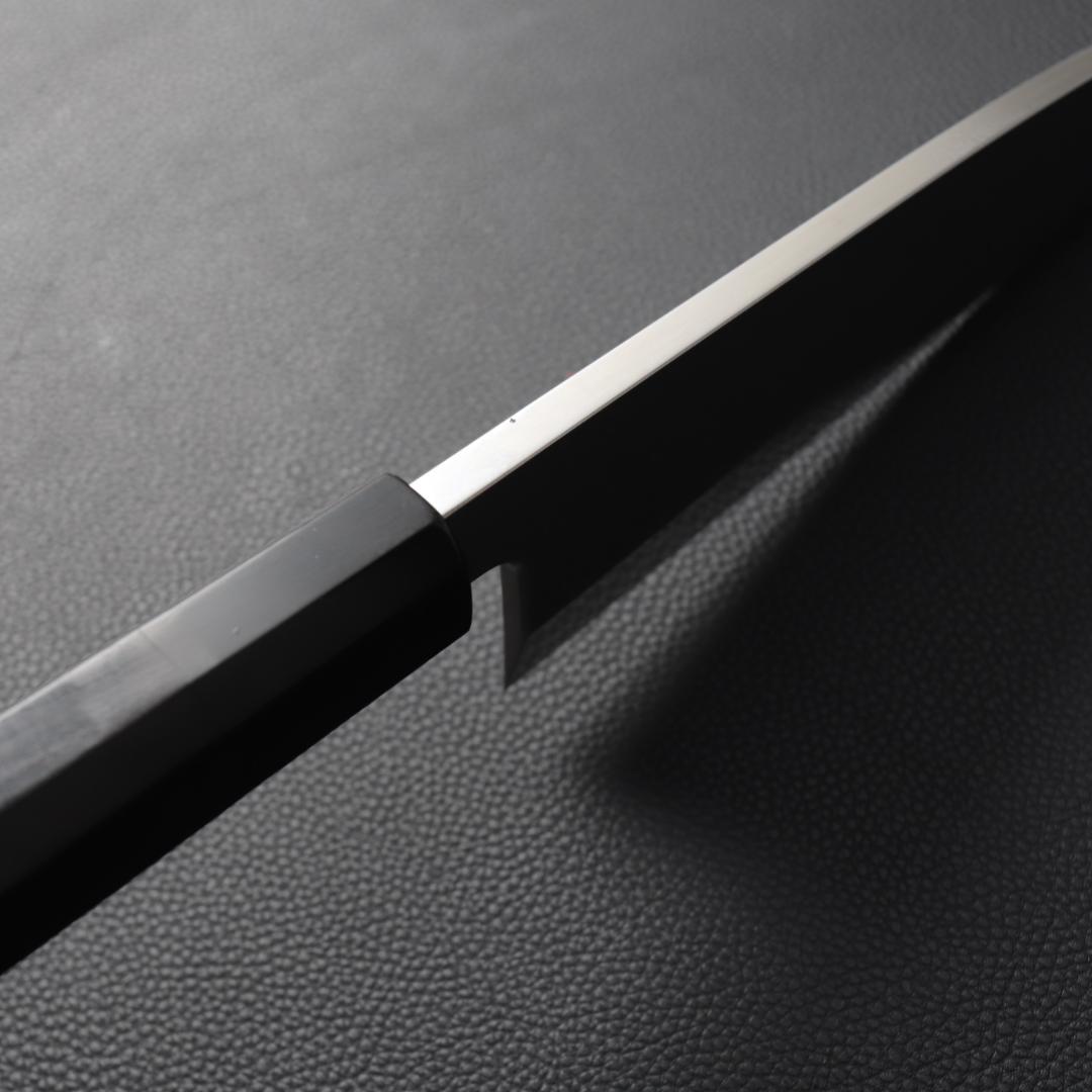 10744鏡面仕上げ 出刃包丁 6寸 刃渡り180 刺身包丁 黒檀黒水牛角八角柄