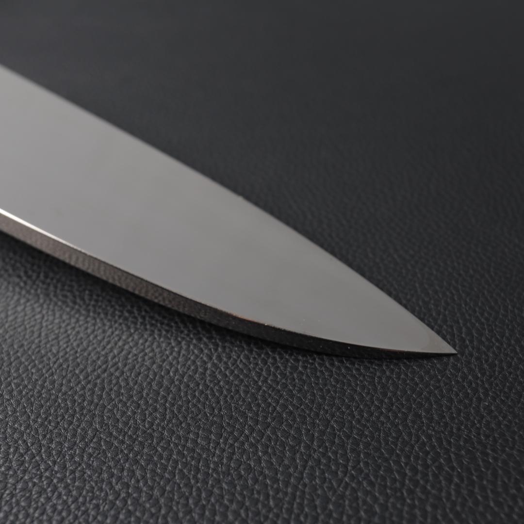 10744鏡面仕上げ 出刃包丁 6寸 刃渡り180 刺身包丁 黒檀黒水牛角八角柄