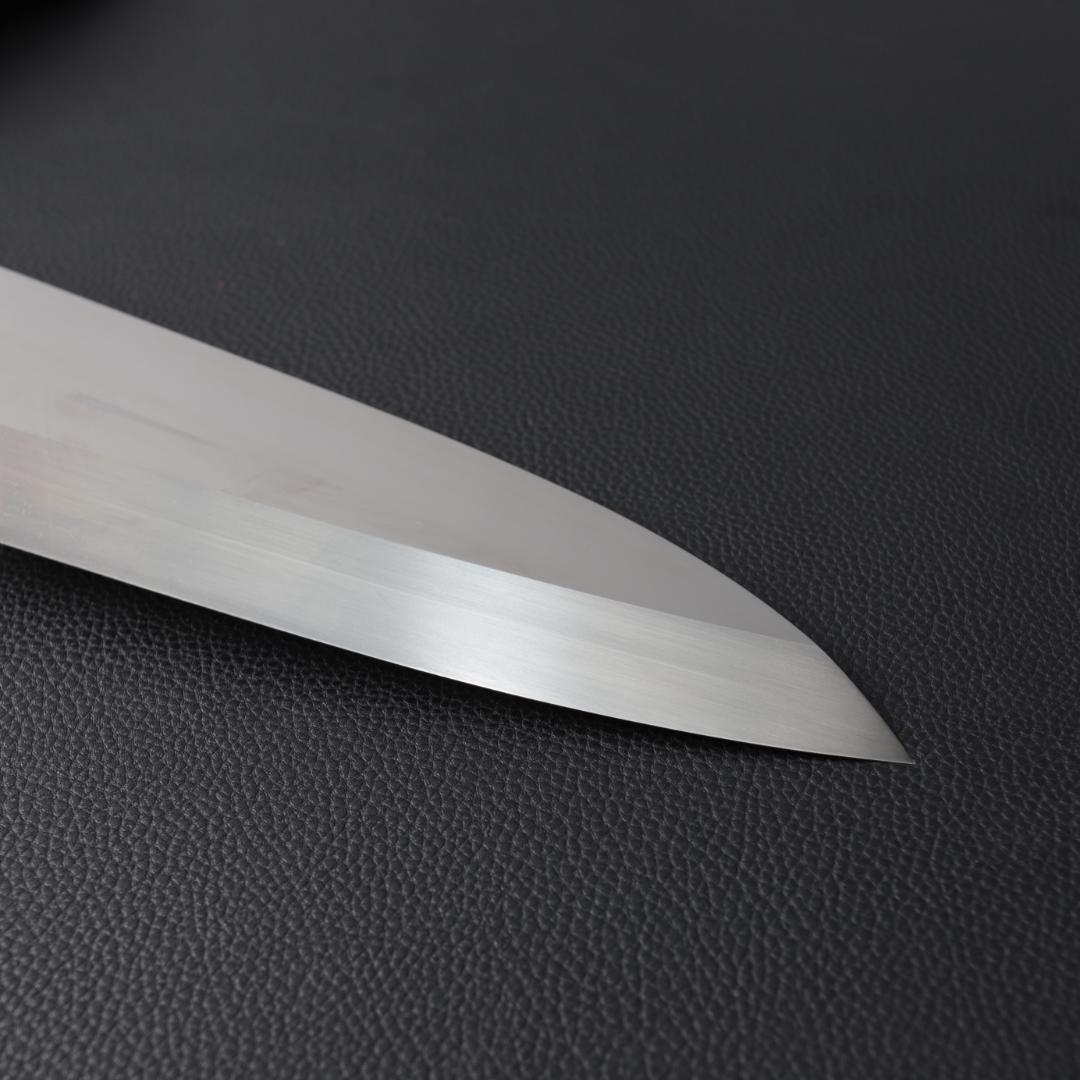 10744鏡面仕上げ 出刃包丁 6寸 刃渡り180 刺身包丁 黒檀黒水牛角八角柄