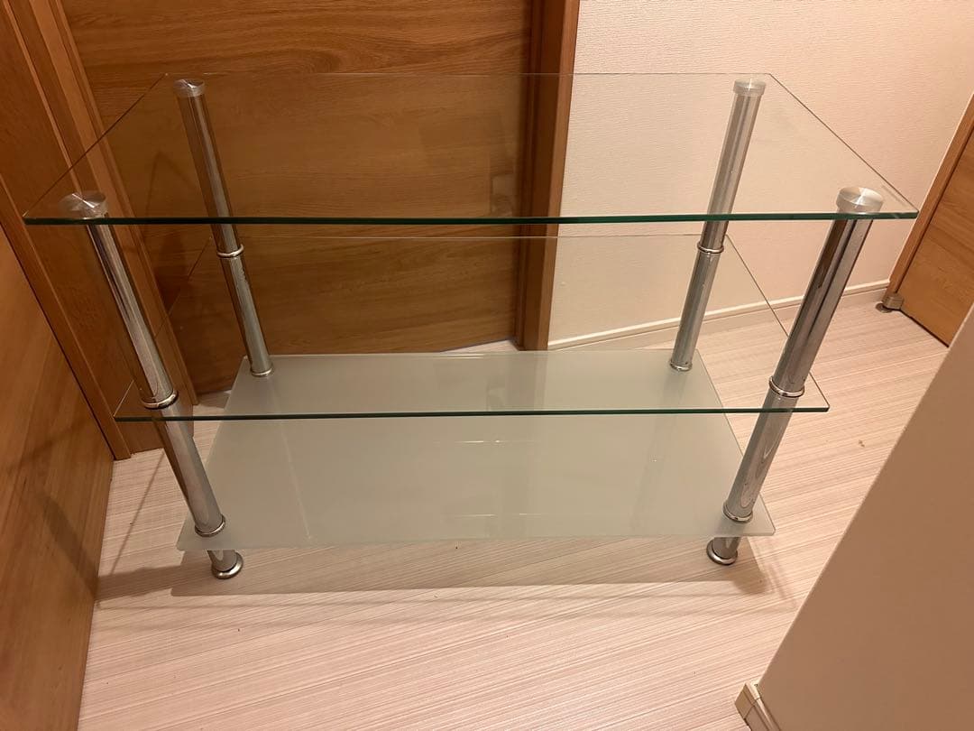 ガラス製3段シェルフ ミッドセンチュリー レトロモダン ポップ スペースエイジ