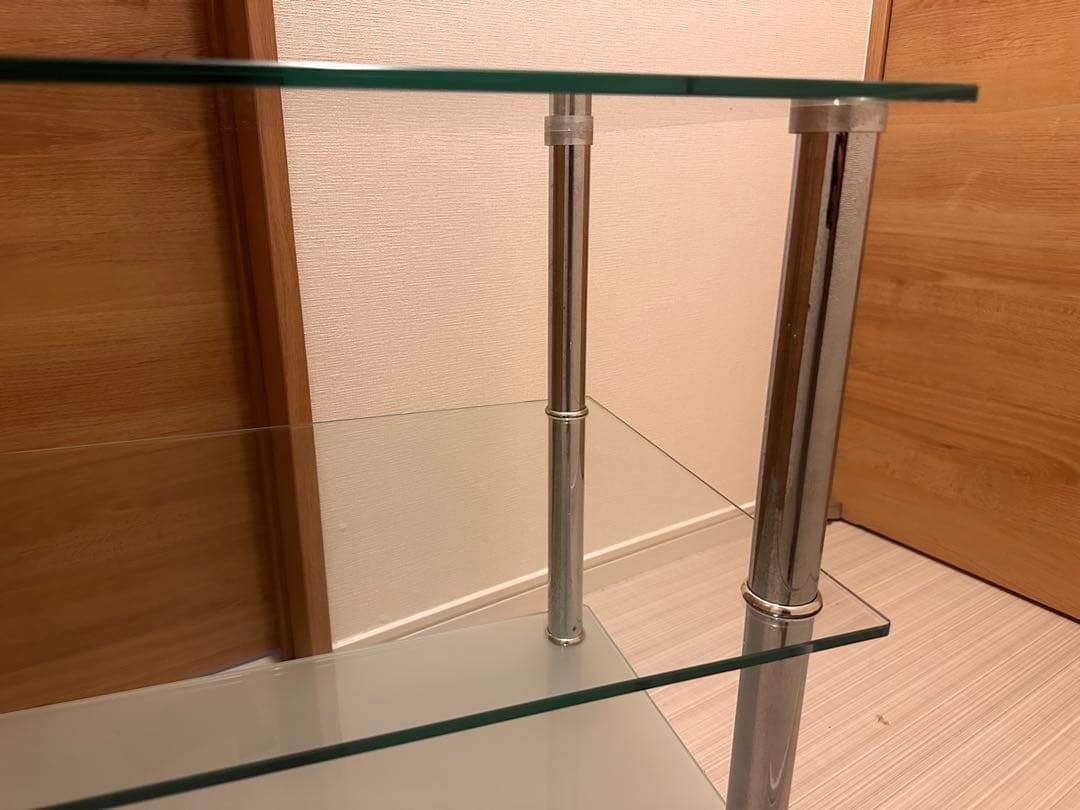 ガラス製3段シェルフ ミッドセンチュリー レトロモダン ポップ スペースエイジ