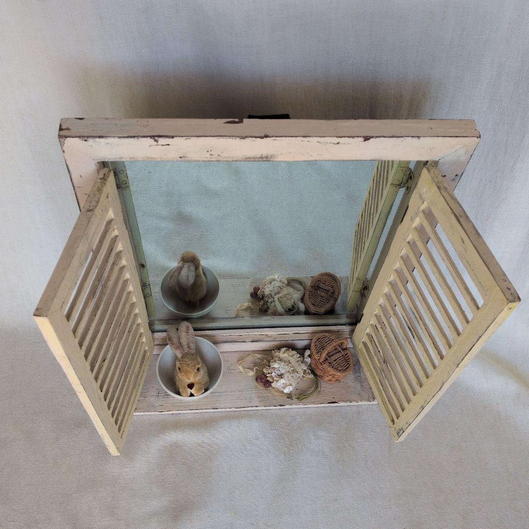 ルーバーミラー アンティーク調 ウォールミラー シャビー