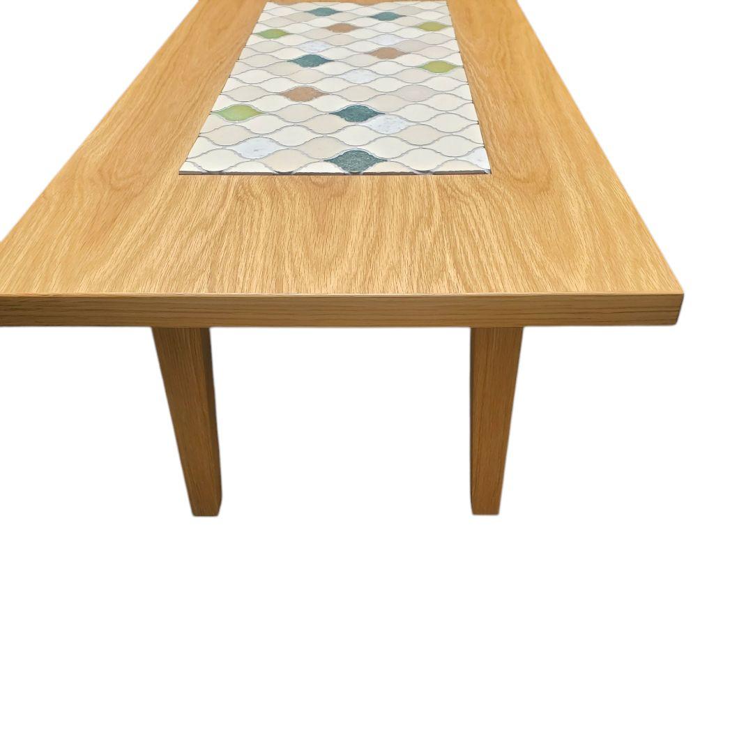 希少 アンティーク レトロ 美品 タイル テーブル 幾何学 模様 木製