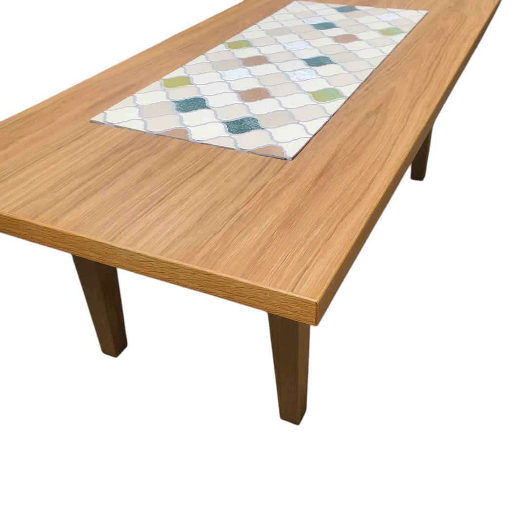 希少 アンティーク レトロ 美品 タイル テーブル 幾何学 模様 木製