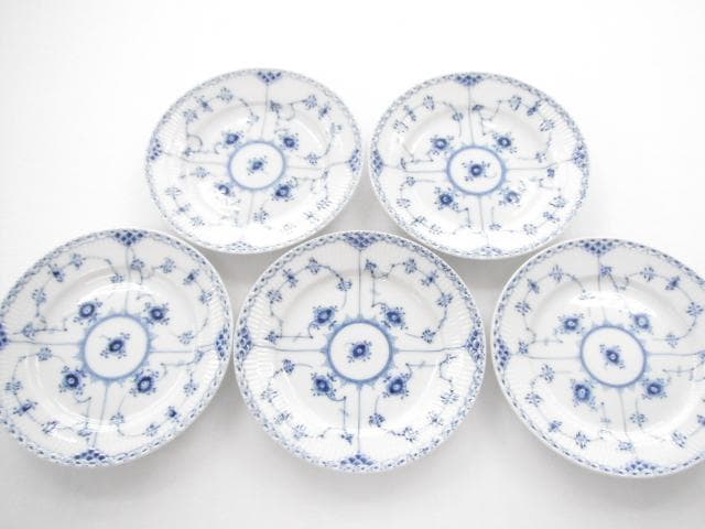214/ロイヤルコペンハーゲン ブルーフルーテッド ハーフレース プレート 5枚