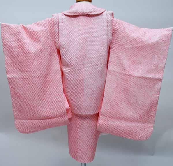 七五三 三歳 女児 被布着物セット 正絹 総絞り お仕立て無料 NO37179