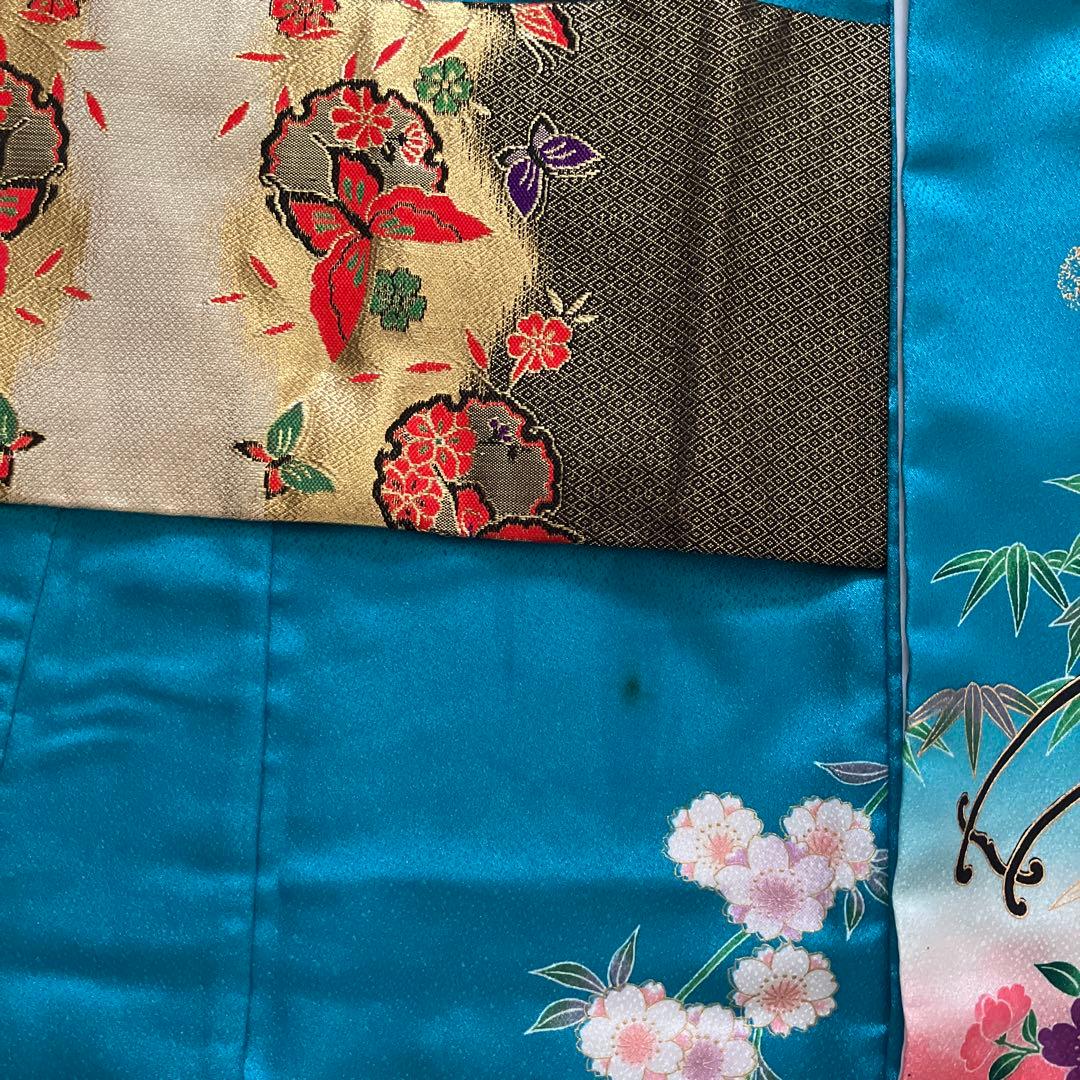 ★底値！百貨店購入7歳七五三フルセット青花柄 着物長襦袢紐小物和装一式セット★