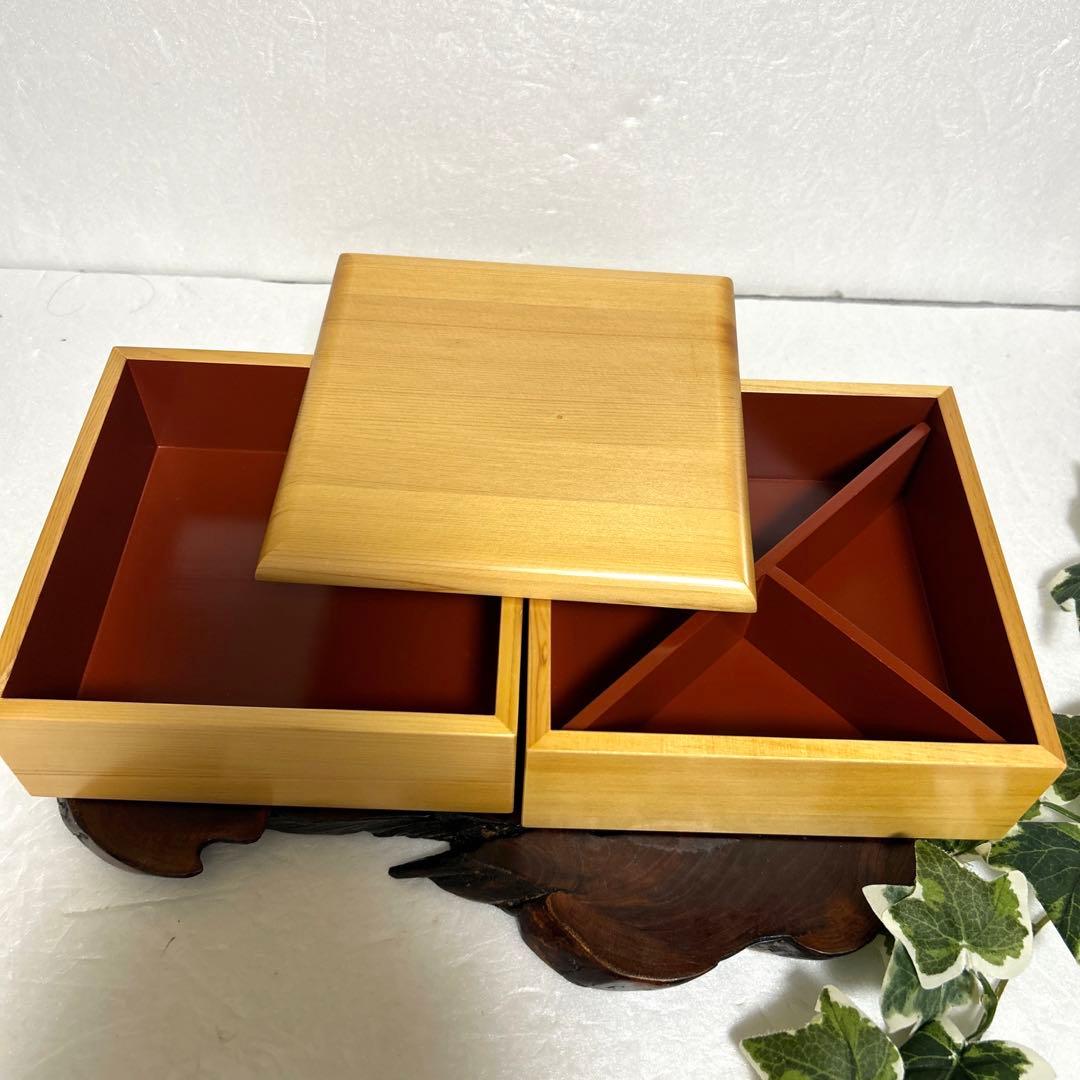 未使用 銘木木曽ひのき 檜 天然木 二段重箱 お正月 趣味の工芸 - メルカリ