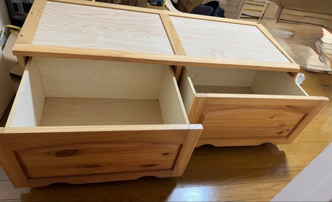 【引取限定】ニトリ シングル 天然木宮付きすのこベッド たっぷり収納引き出し付き