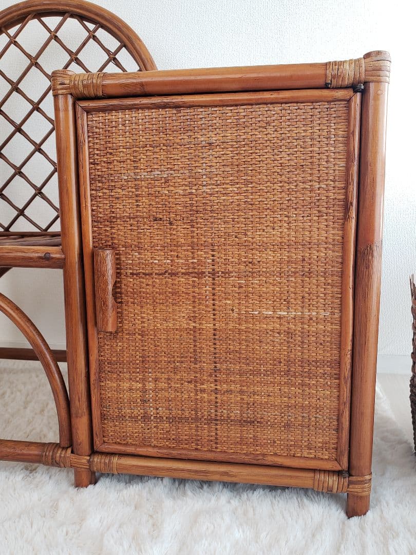 ヴィンテージ ラタン 藤家具 ラタンチェア サイドテーブル 収納ボックス 古民具