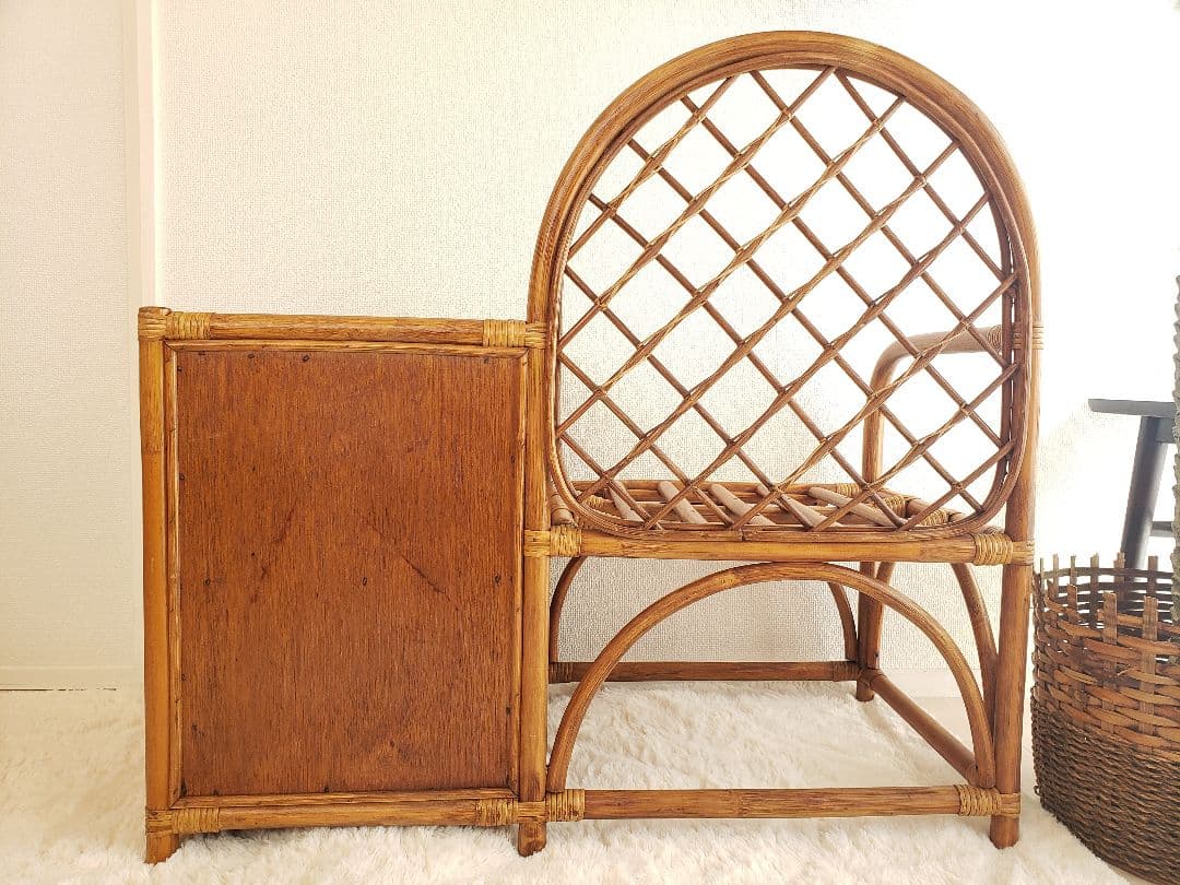 ヴィンテージ ラタン 藤家具 ラタンチェア サイドテーブル 収納ボックス 古民具