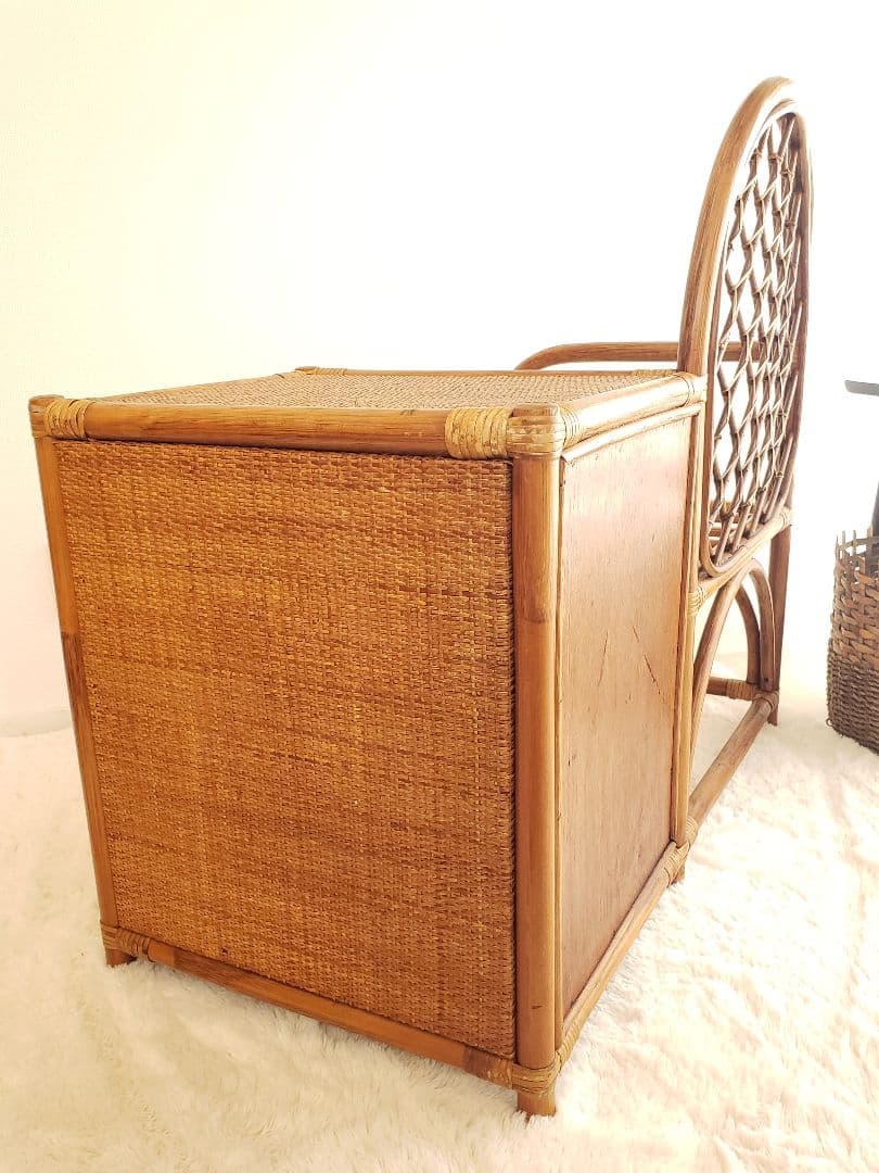 ヴィンテージ ラタン 藤家具 ラタンチェア サイドテーブル 収納ボックス 古民具