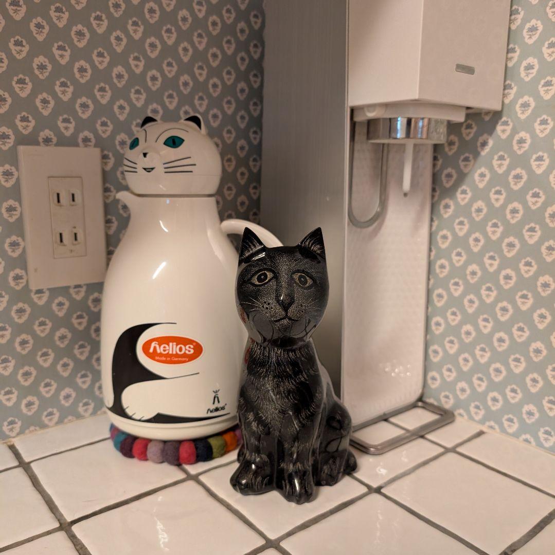 猫　置物　オブジェ　御影石　希少　黒猫　ガーデニング雑貨　北欧