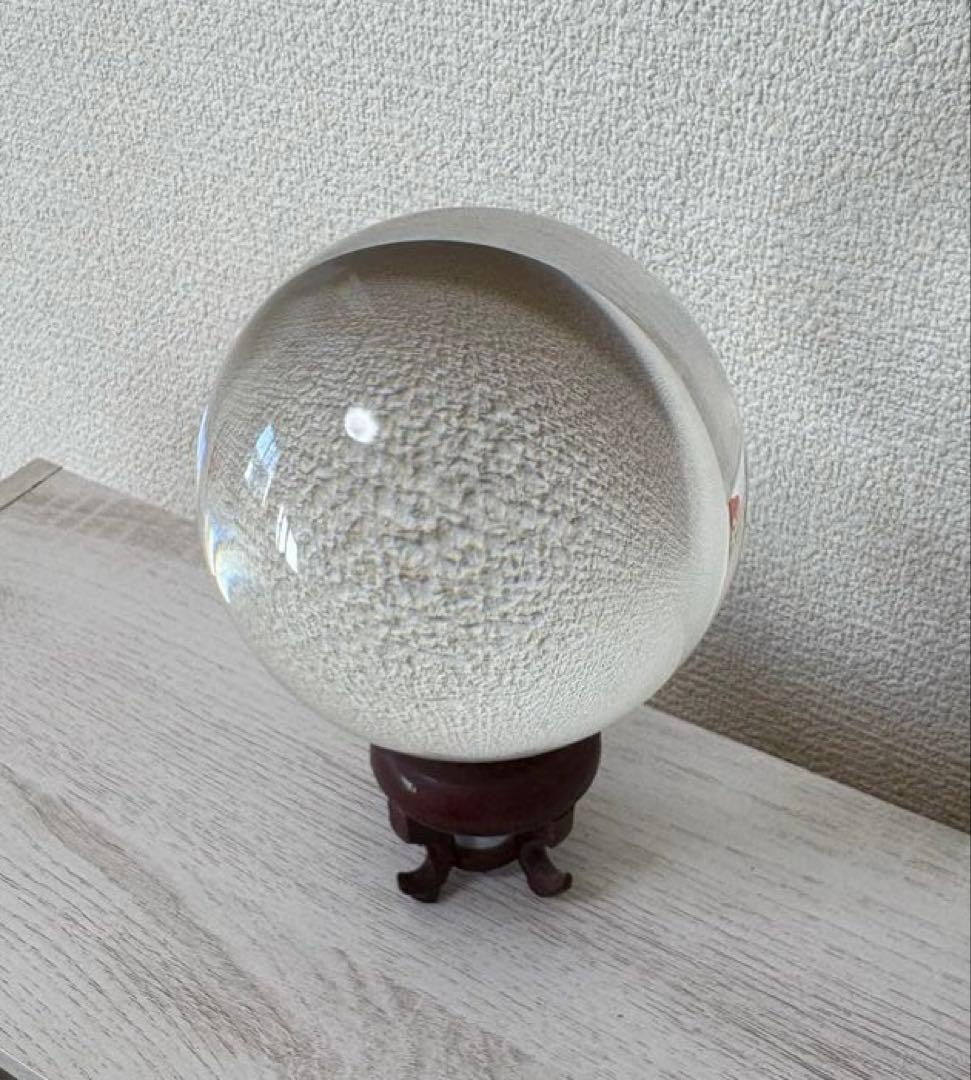 【鑑定書付】大玉 水晶球 10.8cm 熔煉水晶 スフィア 台座・専用ケース付