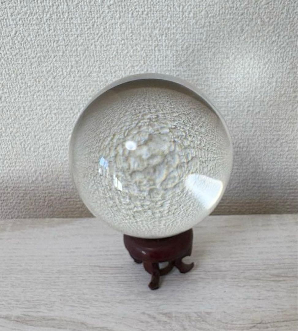 【鑑定書付】大玉 水晶球 10.8cm 熔煉水晶 スフィア 台座・専用ケース付
