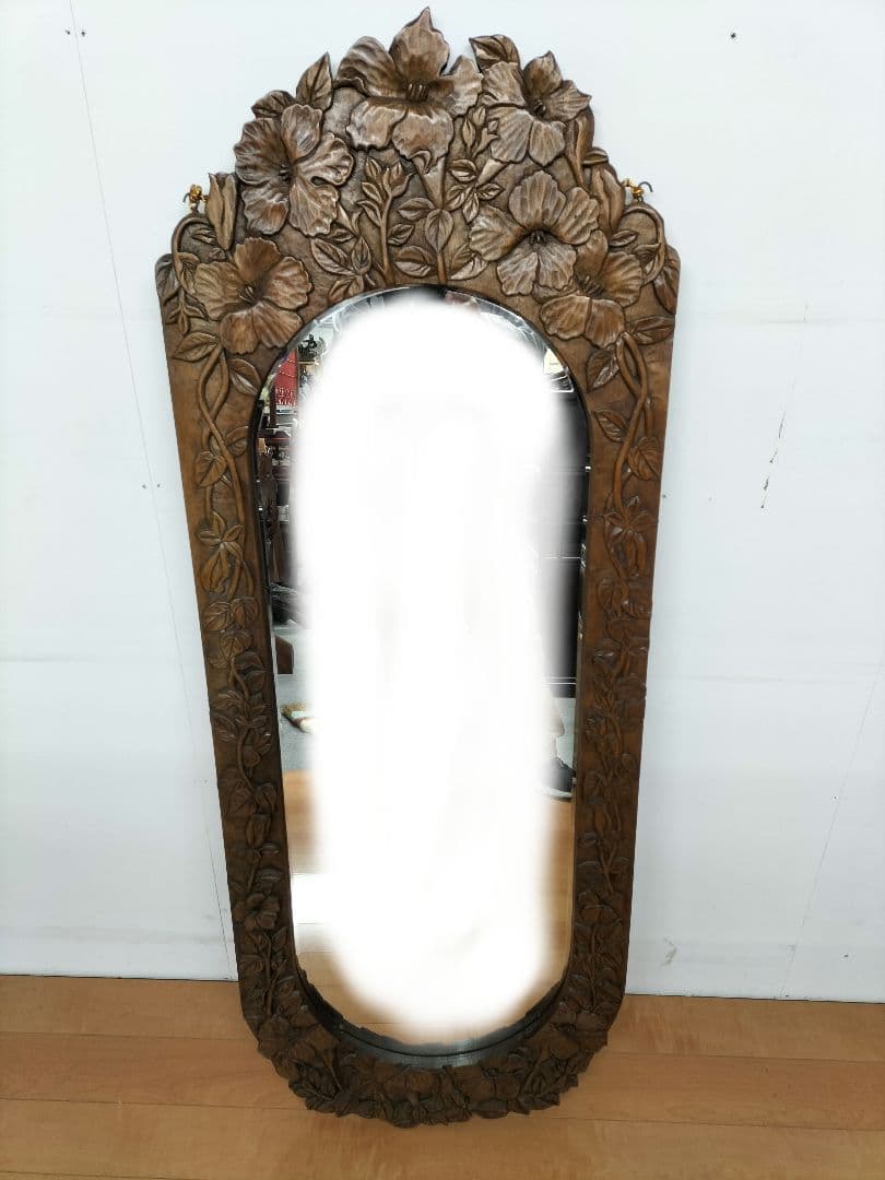 木製彫刻　姿見　壁掛け