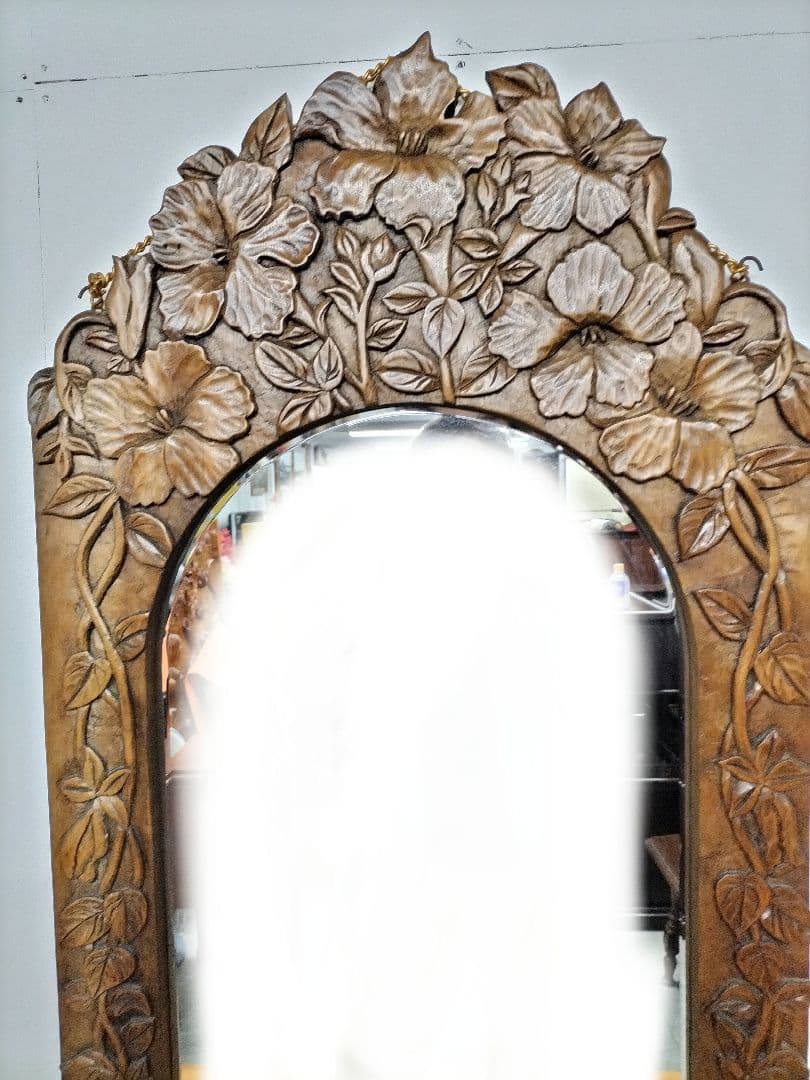 木製彫刻　姿見　壁掛け