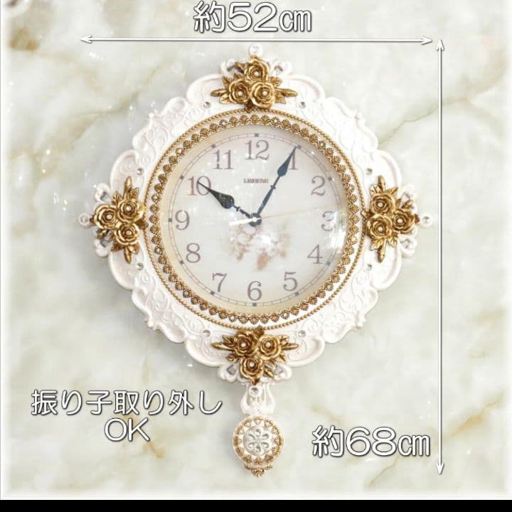 掛け時計 ホワイト ロココ 両面時計 ヴィクトリアンクロック