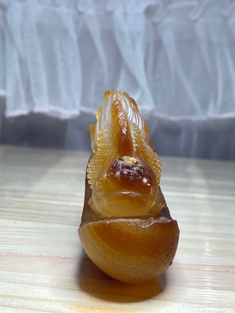 綺麗^ - ^ ❣️ 天然石　瑪瑙  金魚　手彫り置物 原石