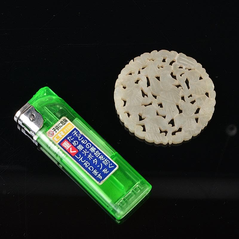 中国　玉石白玉彫刻　人物雕　玉器　玉珮　根付　C　R6197