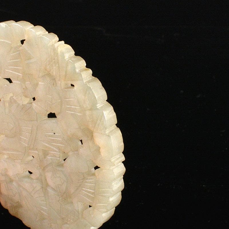 中国　玉石白玉彫刻　人物雕　玉器　玉珮　根付　C　R6197