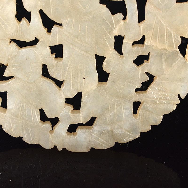 中国　玉石白玉彫刻　人物雕　玉器　玉珮　根付　C　R6197