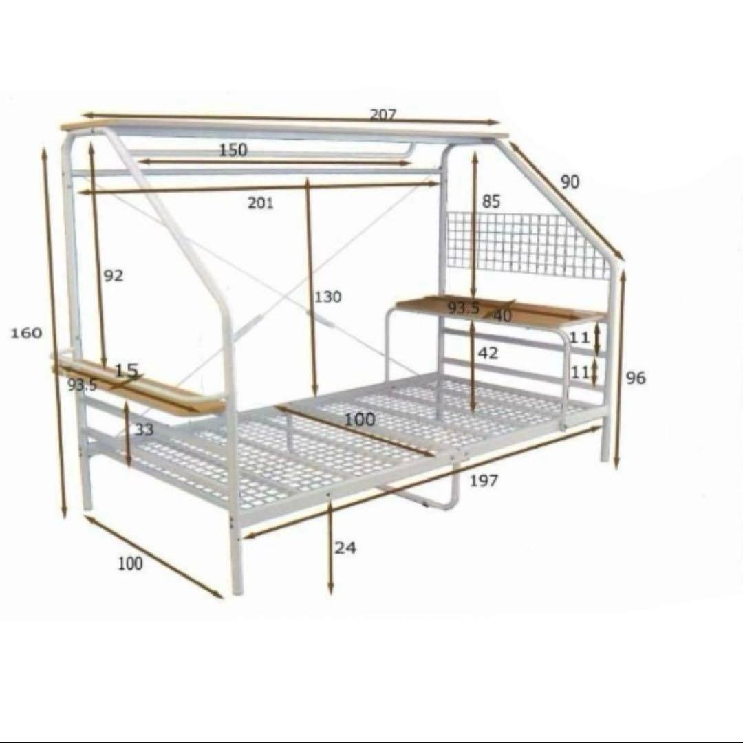 システムベッド　デスク付　充電ポート　ベッドフレーム　巣ごもりベッド　シングル