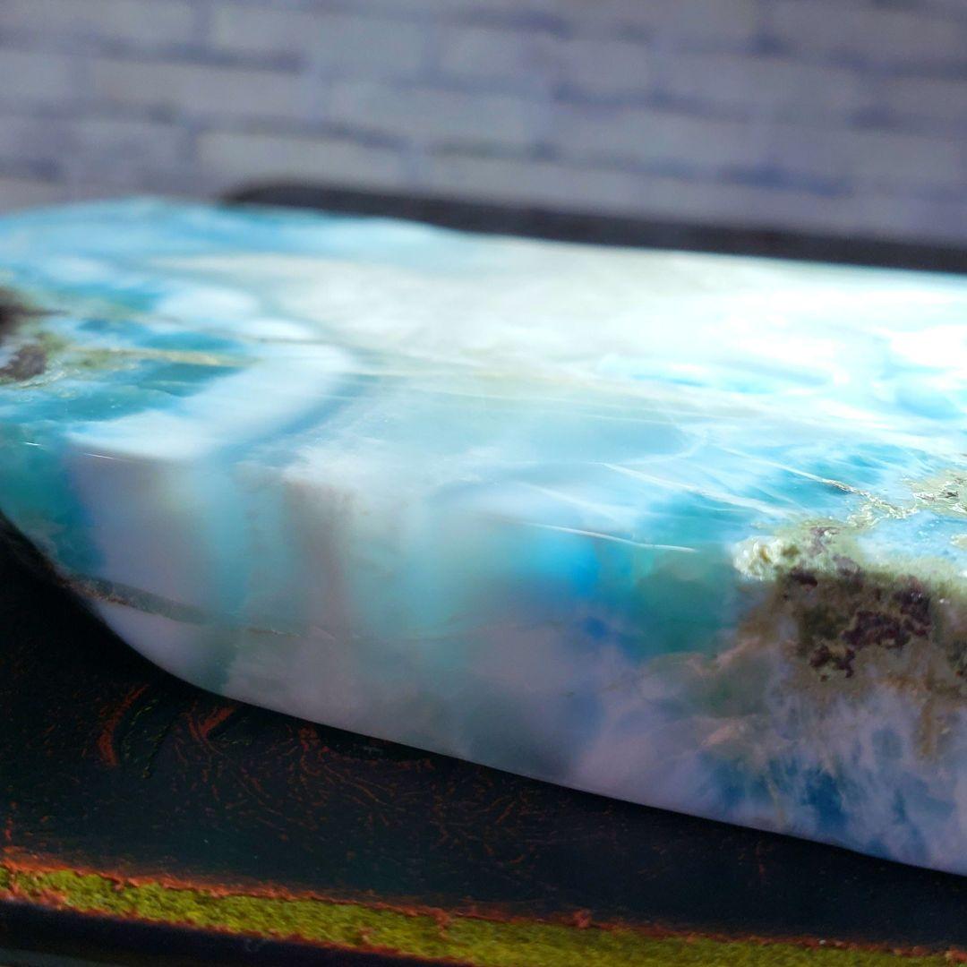 【高品質】ピンク入り！ラリマースライス 原石 プレート