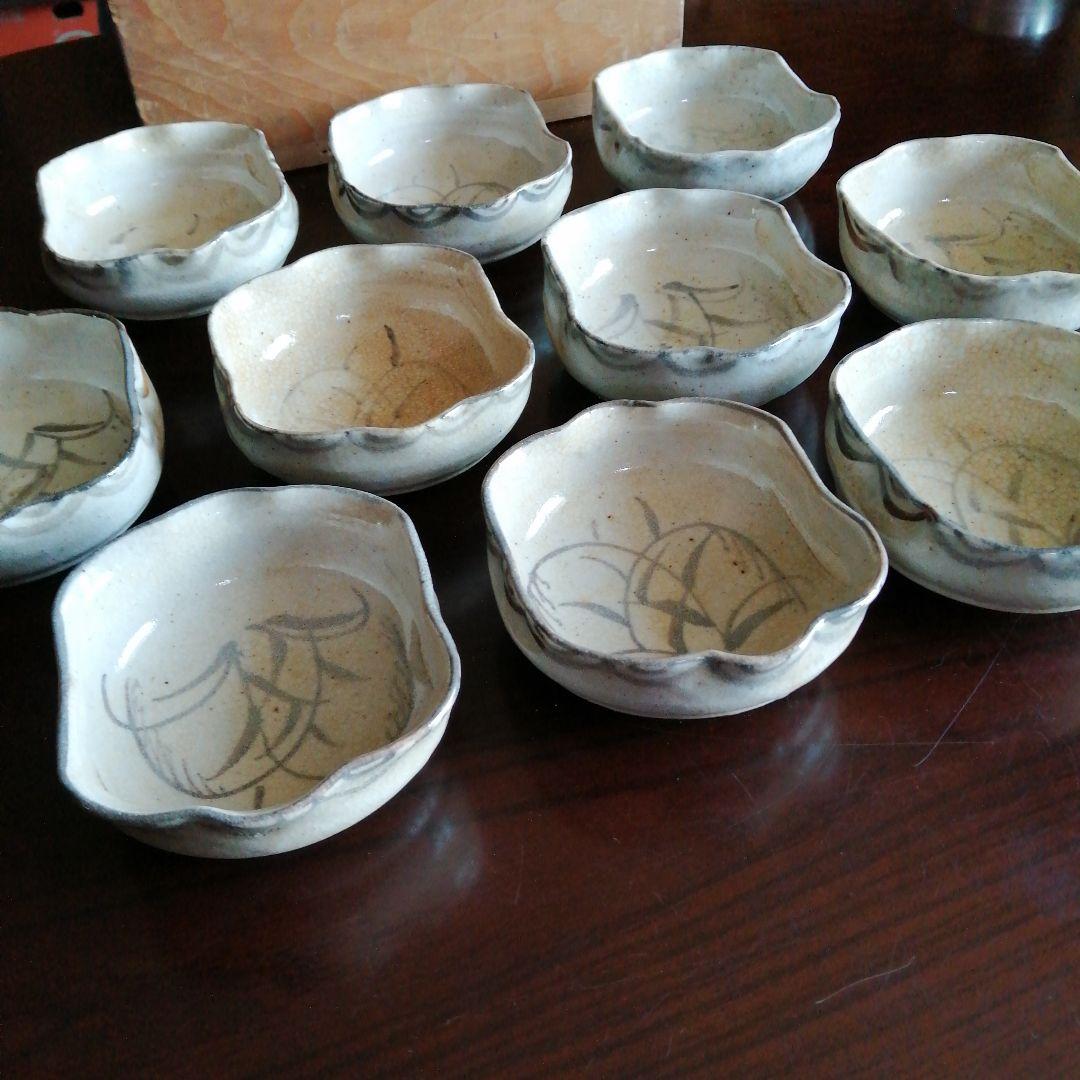 瀬戸焼　加藤作助　志野向付　10客　12.5cm　大正〜昭和初期