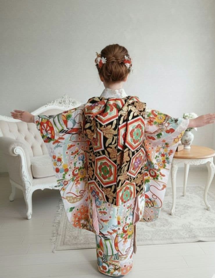 専用です☆アンティーク白系着物にだらり帯☆七五三フルセット