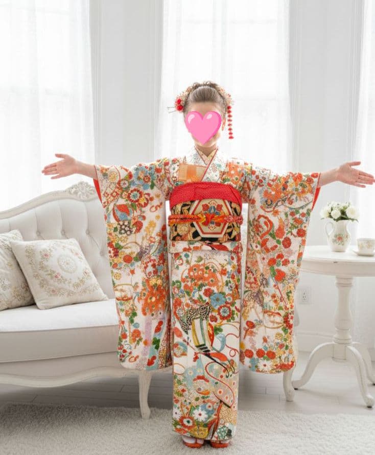 専用です☆アンティーク白系着物にだらり帯☆七五三フルセット