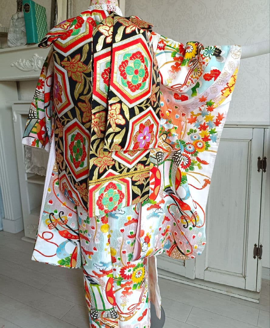 専用です☆アンティーク白系着物にだらり帯☆七五三フルセット