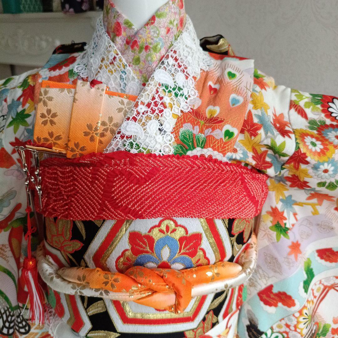 専用です☆アンティーク白系着物にだらり帯☆七五三フルセット