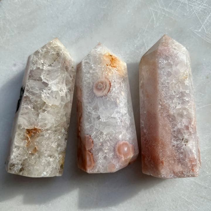 クリアピンクアメジストフラワーアゲート 3P