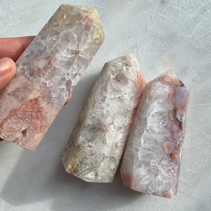 クリアピンクアメジストフラワーアゲート 3P