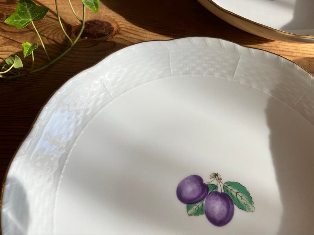 ジノリ　ベッキオプルーン金彩入 19ディッシュラウンド×5