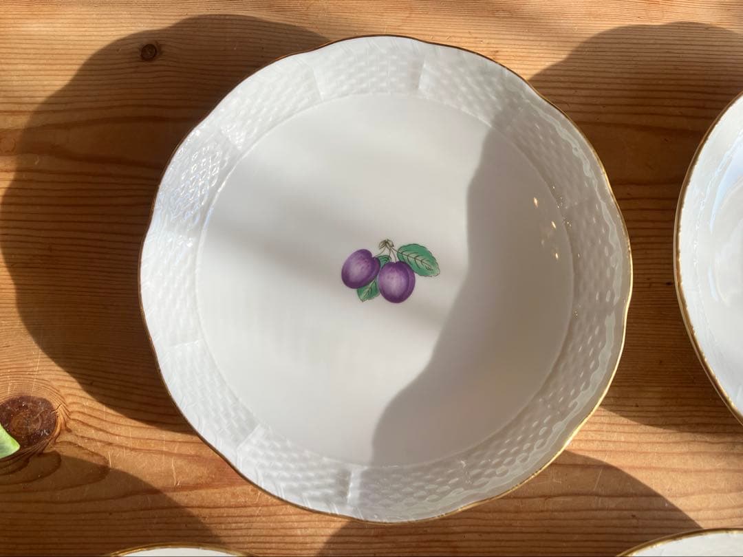 ジノリ　ベッキオプルーン金彩入 19ディッシュラウンド×5