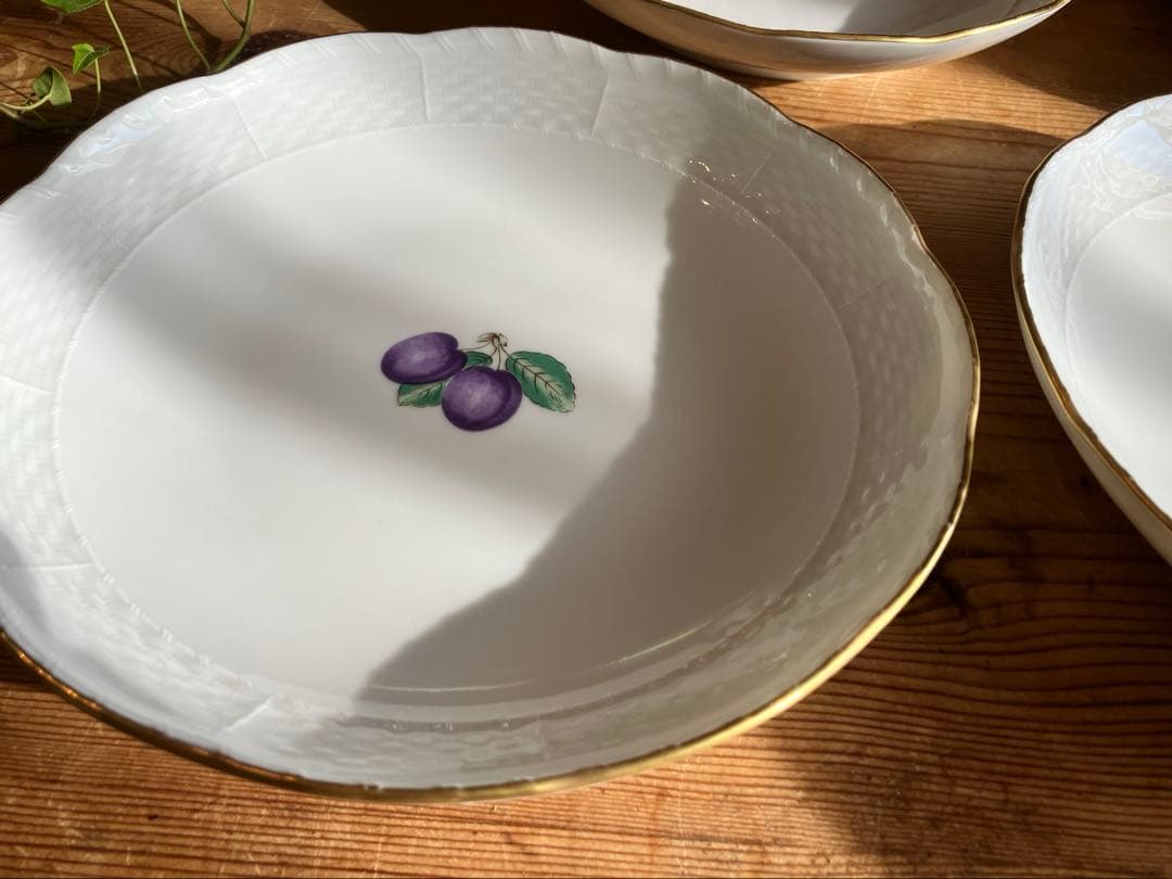 ジノリ　ベッキオプルーン金彩入 19ディッシュラウンド×5