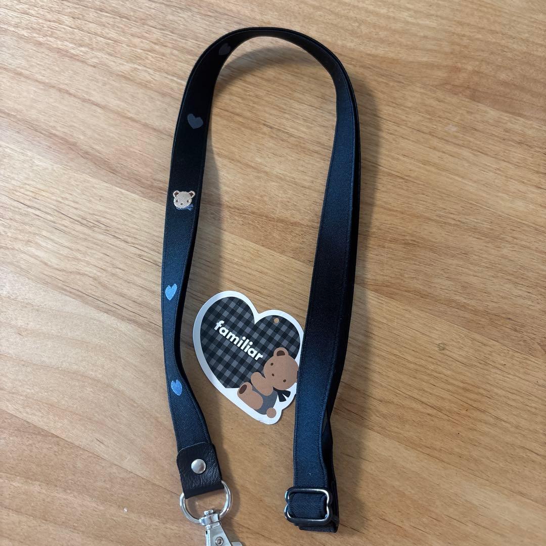 未使用品 美品 familiar ファミリア ネックストラップ 黒 - メルカリ