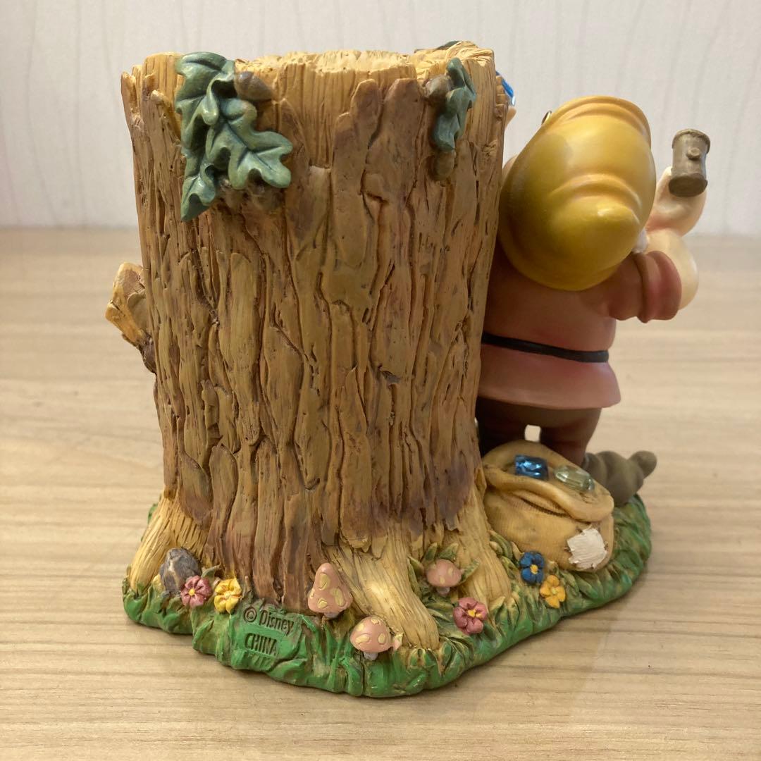 ディズニー　白雪姫小人(先生)時計付き小物入れ花瓶フィギュア