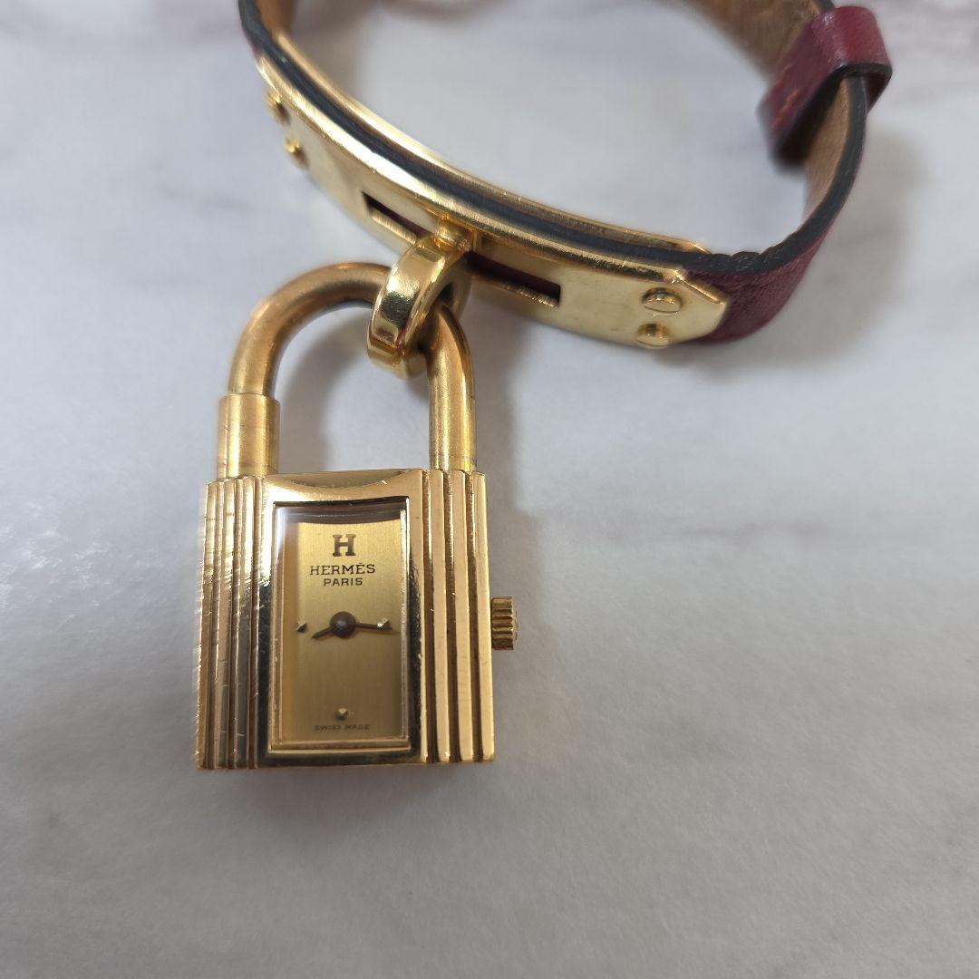 HERMES ロック型 腕時計 金メッキ